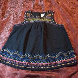 Anthropologie Black and Red Embroidered Top